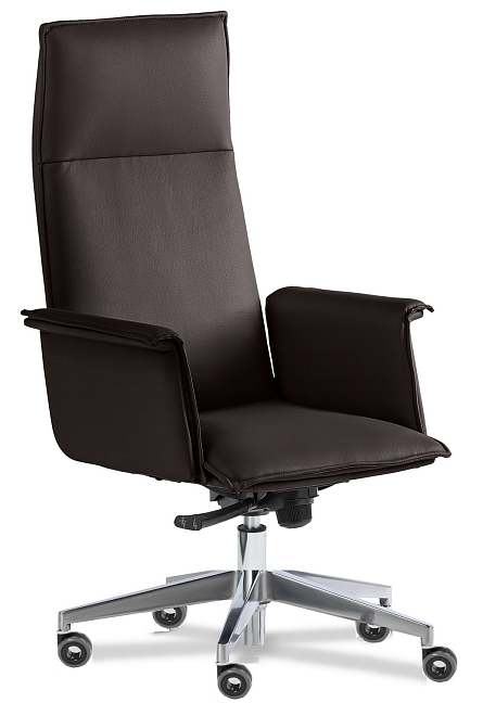 Кресло для руководителя Эпсилон люкс хром A Темно-коричневая кожа Madras Chocolate