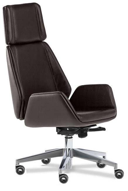 Кресло для руководителя Siena Chrome (Si) A Темно-коричневая кожа Madras Chocolate
