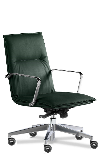 Кресло для посетителей Эпсилон лайн хром В Кожа зеленая Madras Verde