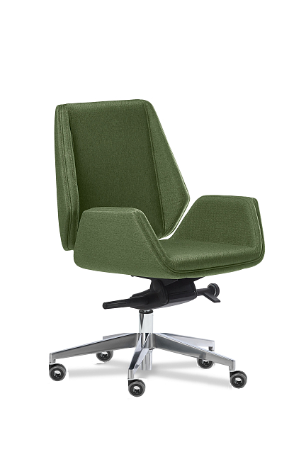 Кресло для руководителя Siena Chrome (Ga) B ткань Ткань рогожка зелёная Sherlock 653