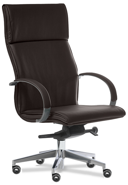 Кресло для руководителя Laguna Chrome (Si) A Темно-коричневая кожа Madras Chocolate