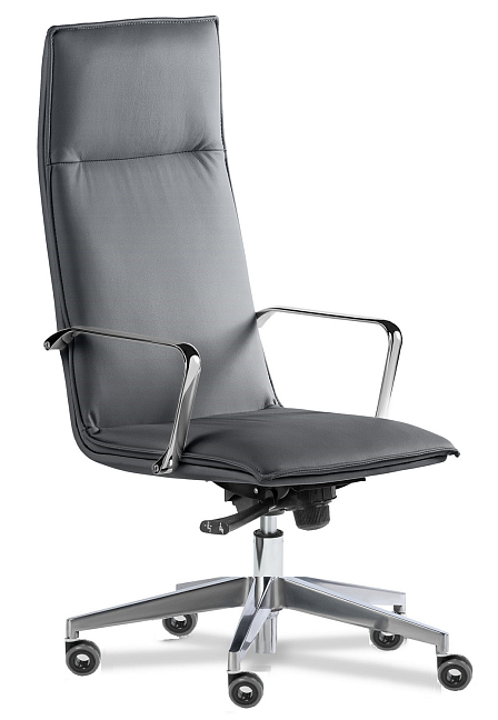 Кресло для руководителя Эпсилон лайн хром А  Серая кожа Madras Grrey