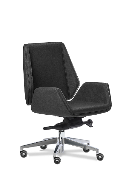 Кресло для посетителей Сиена хром B ткань Ткань рогожка черная