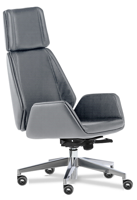 Кресло для руководителя Siena Chrome (Si) A Серая кожа Madras Grrey