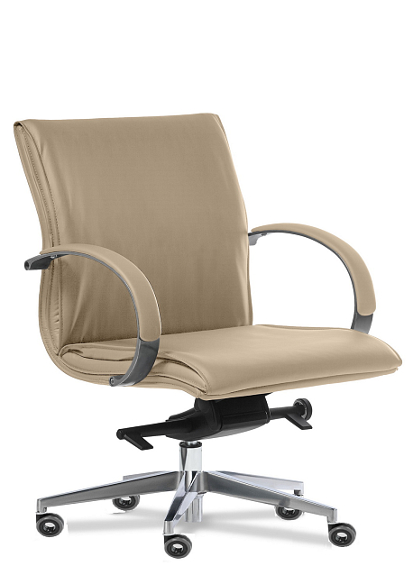 Кресло для посетителей Лагуна хром В Кожа бежевая Madras Naturale