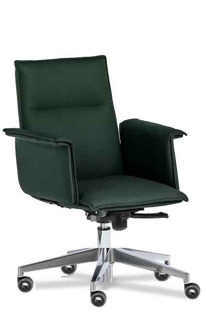 Кресло для руководителя Эпсилон люкс хром В Кожа зеленая Madras Verde