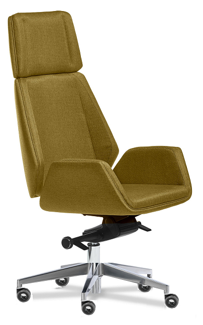 Кресло для руководителя Siena Chrome  (Si) A ткань                                                              Ткань рогожка желтая Sherlock 520