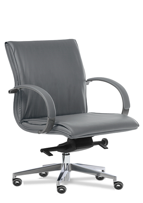 Кресло для посетителей Лагуна хром В Серая кожа Madras Grrey