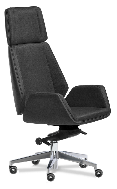 Кресло для руководителя Сиена хром A ткань                                                              Ткань рогожка черная