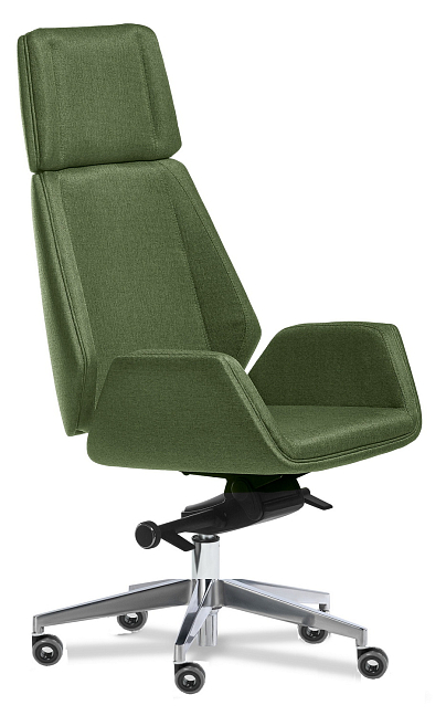 Кресло для руководителя Siena Chrome  (Si) A ткань                                                              Ткань рогожка зелёная Sherlock 653