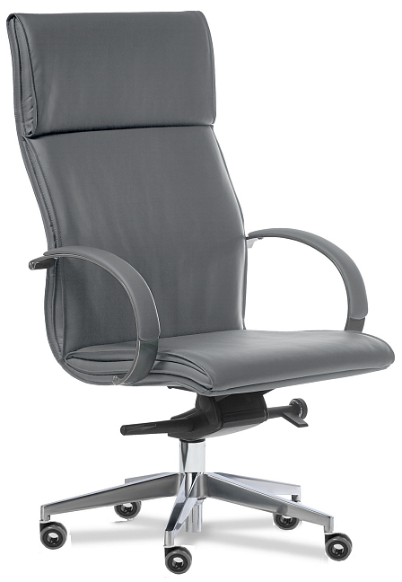 Кресло для руководителя Laguna Chrome (Si) A Серая кожа Madras Grrey