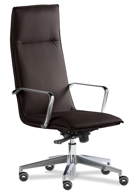 Кресло для руководителя Эпсилон лайн хром А  Темно-коричневая кожа Madras Chocolate