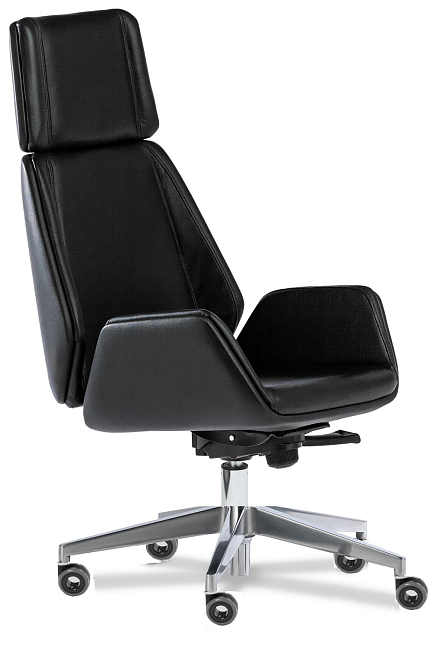 Кресло для руководителя Siena Chrome (Si) A Кожа черная Madras
