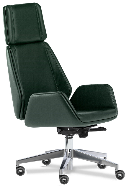 Кресло для руководителя Siena Chrome (Si) A Кожа зеленая Madras Verde
