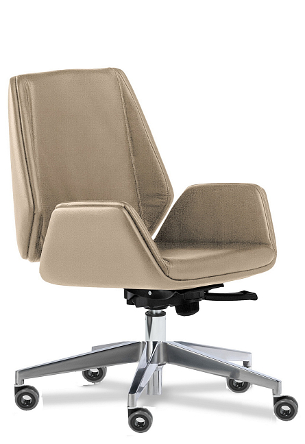 Кресло для руководителя Siena Chrome (Sl) B Кожа бежевая Madras Naturale