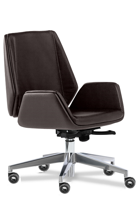 Кресло для руководителя Siena Chrome (Sl) B Темно-коричневая кожа Madras Chocolate