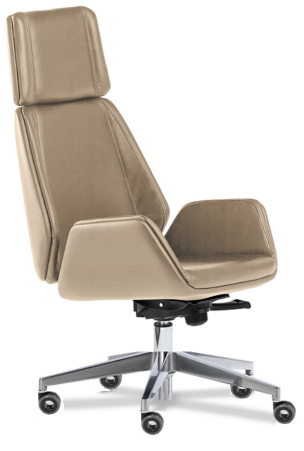 Кресло для руководителя Siena Chrome (Si) A Кожа бежевая Madras Naturale