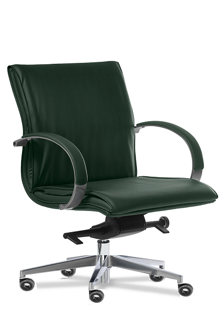 Кресло для посетителей Лагуна хром В Кожа зеленая Madras Verde